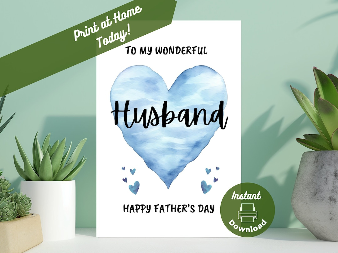 Printable Father&amp;#039;S Day Card For Husband, Instant Download, Print regarding Free Printable Cards Fathers Day Husband