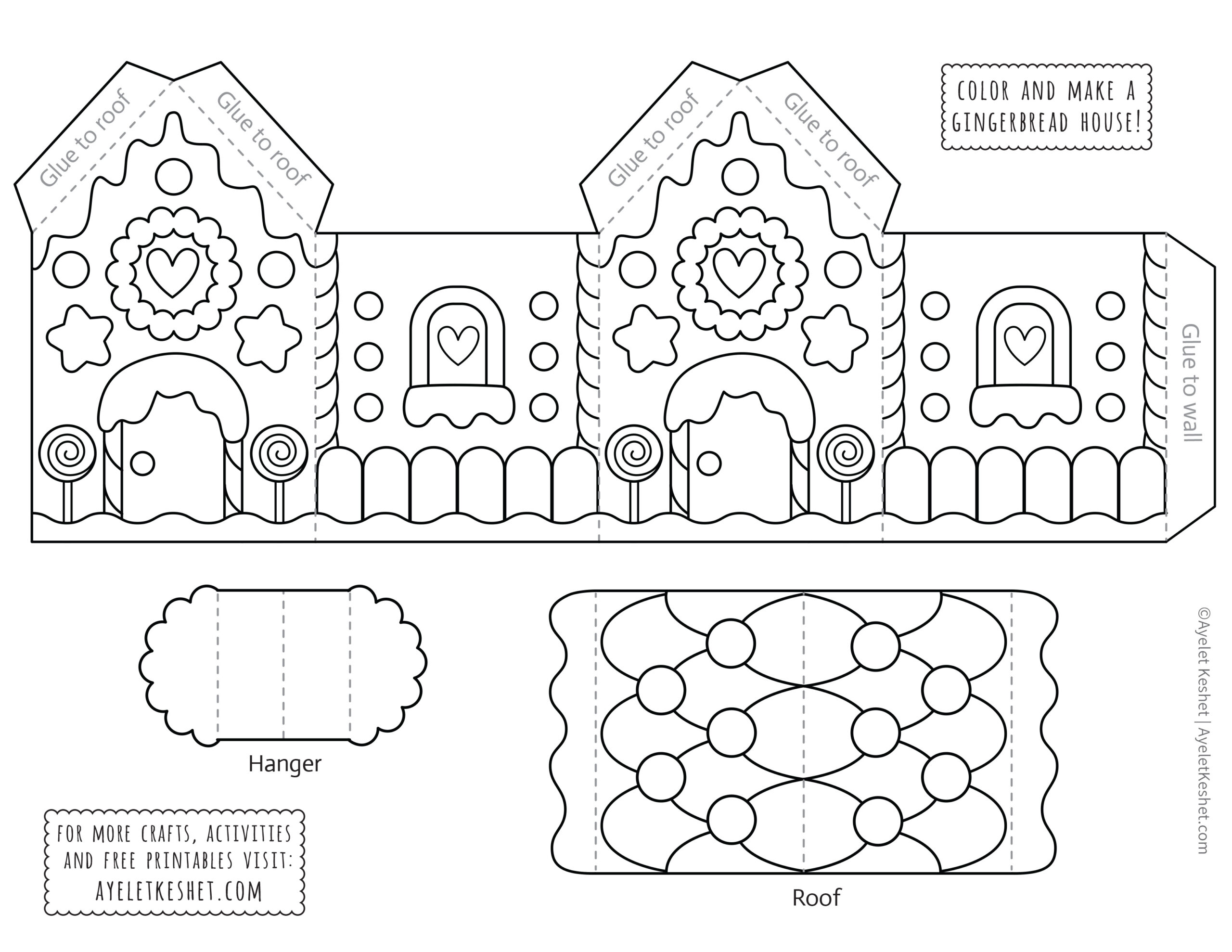 Printable Gingerbread House Template To Color throughout FREE Printable Cardboard Gingerbread House Template