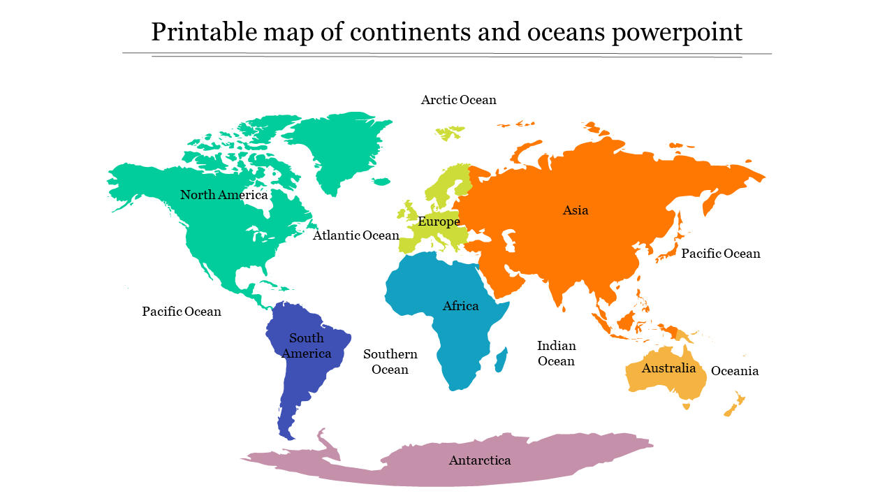 Printable Map Of Continents And Oceans Ppt And Google Slides throughout Free Printable Continents And Oceans