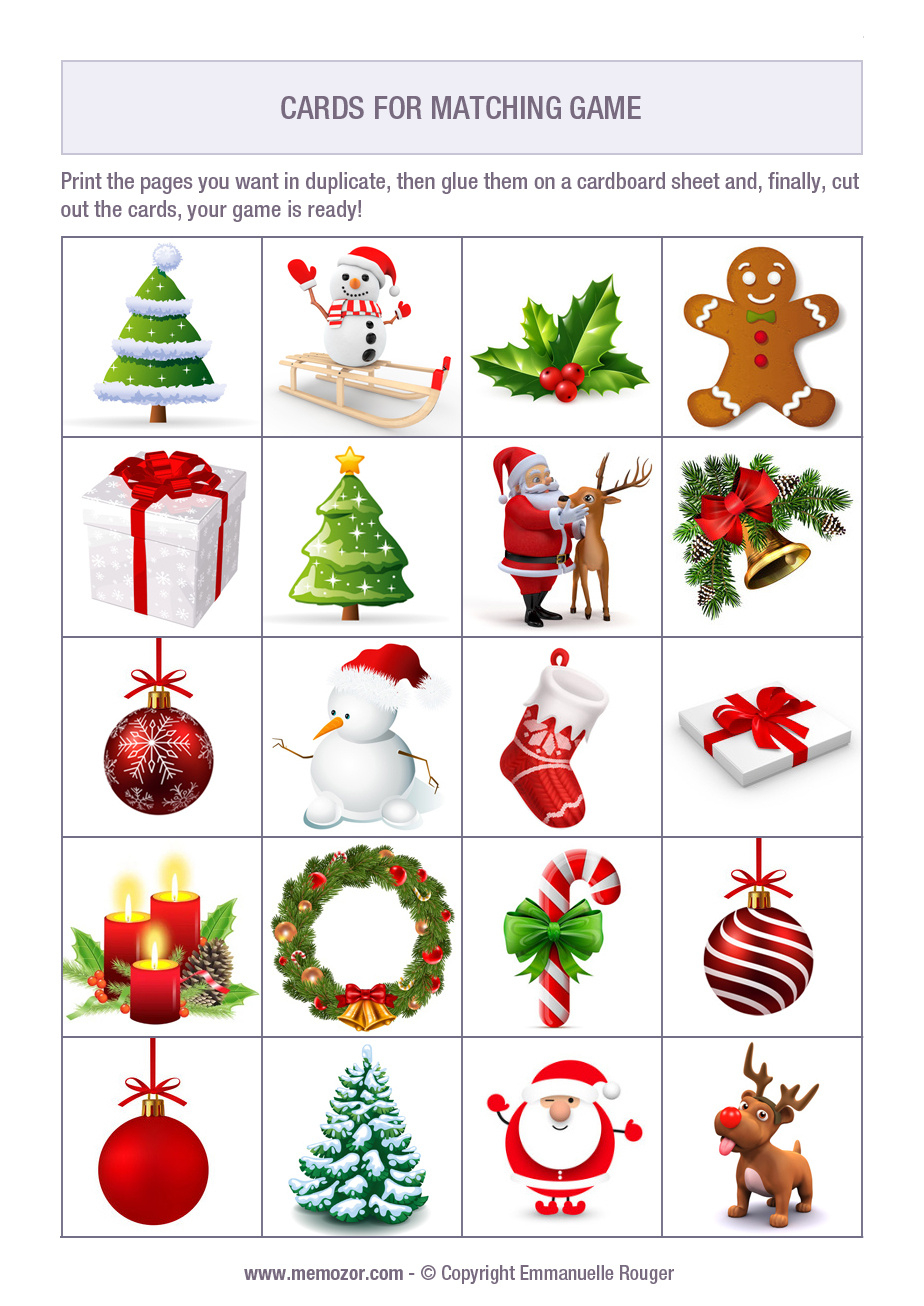 Printable Matching Game - Christmas - Print And Cut Out The Cards inside FREE Printable Christmas Matching Games