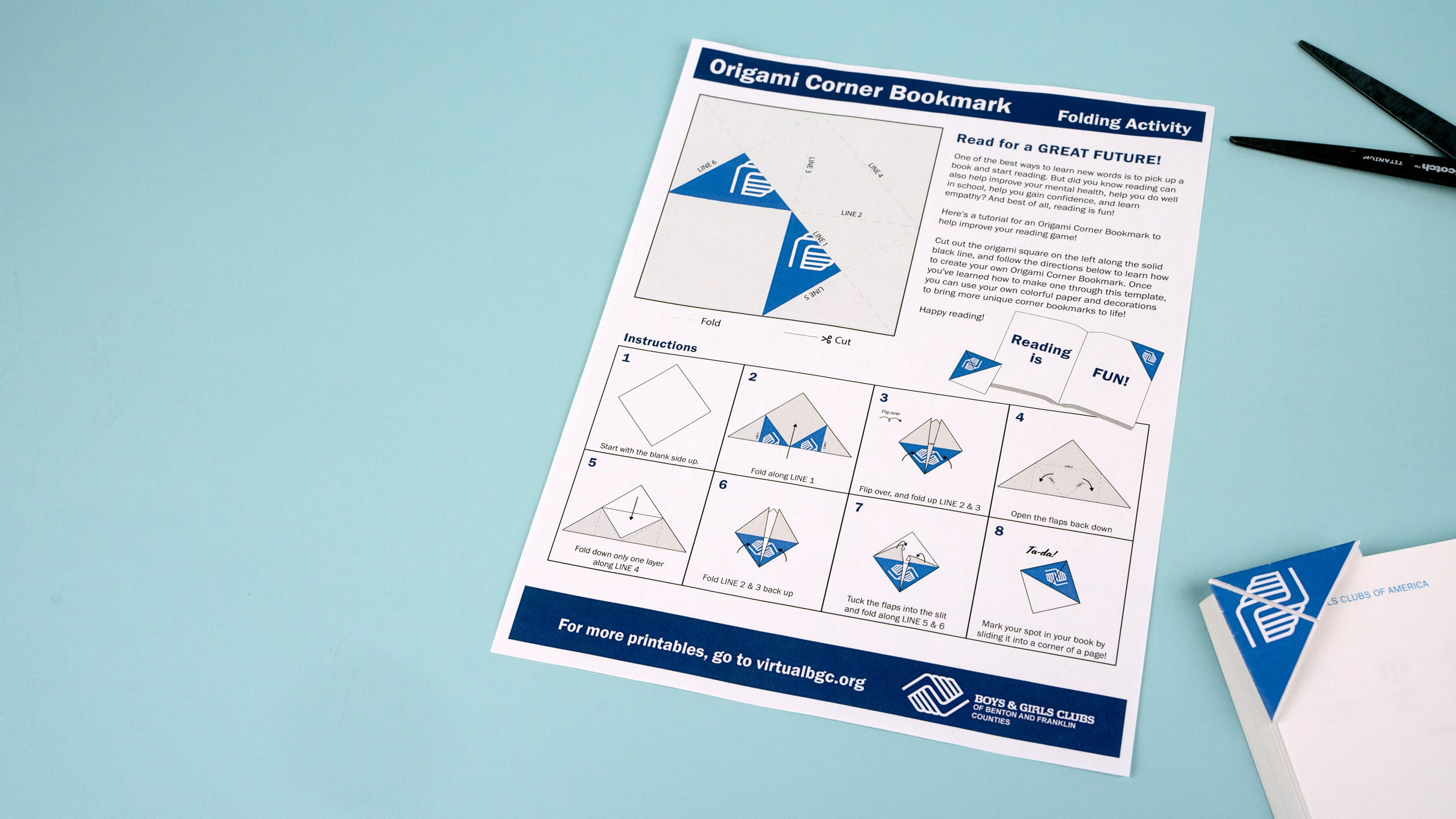 Printable: Origami Corner Bookmark | Virtual Club with regard to Free Printable Corner Bookmark Template