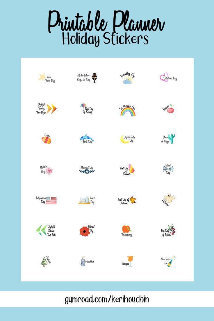 Printable Planner Holiday Stickers throughout Free Printable Calendar Holiday Stickers