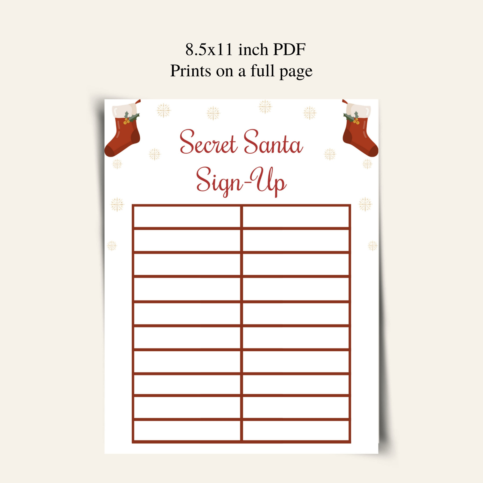 Printable Secret Santa Sign Up Sheet: Download - Etsy inside FREE Printable Christmas Gift Exchange Secret Santa Sign Up Sheet