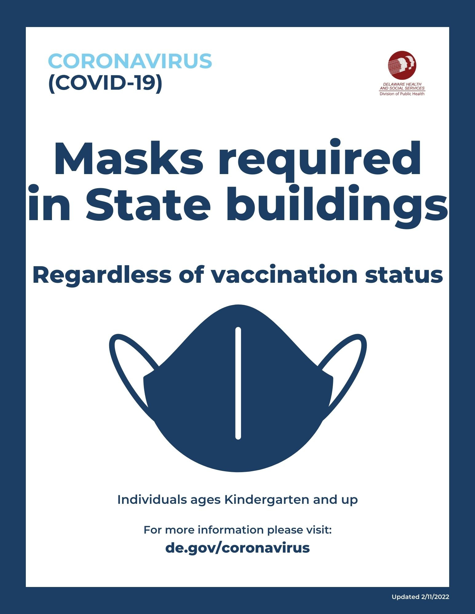Printable Signs - Delaware&amp;#039;S Coronavirus Official Website with regard to FREE Printable Covid Mask Signs