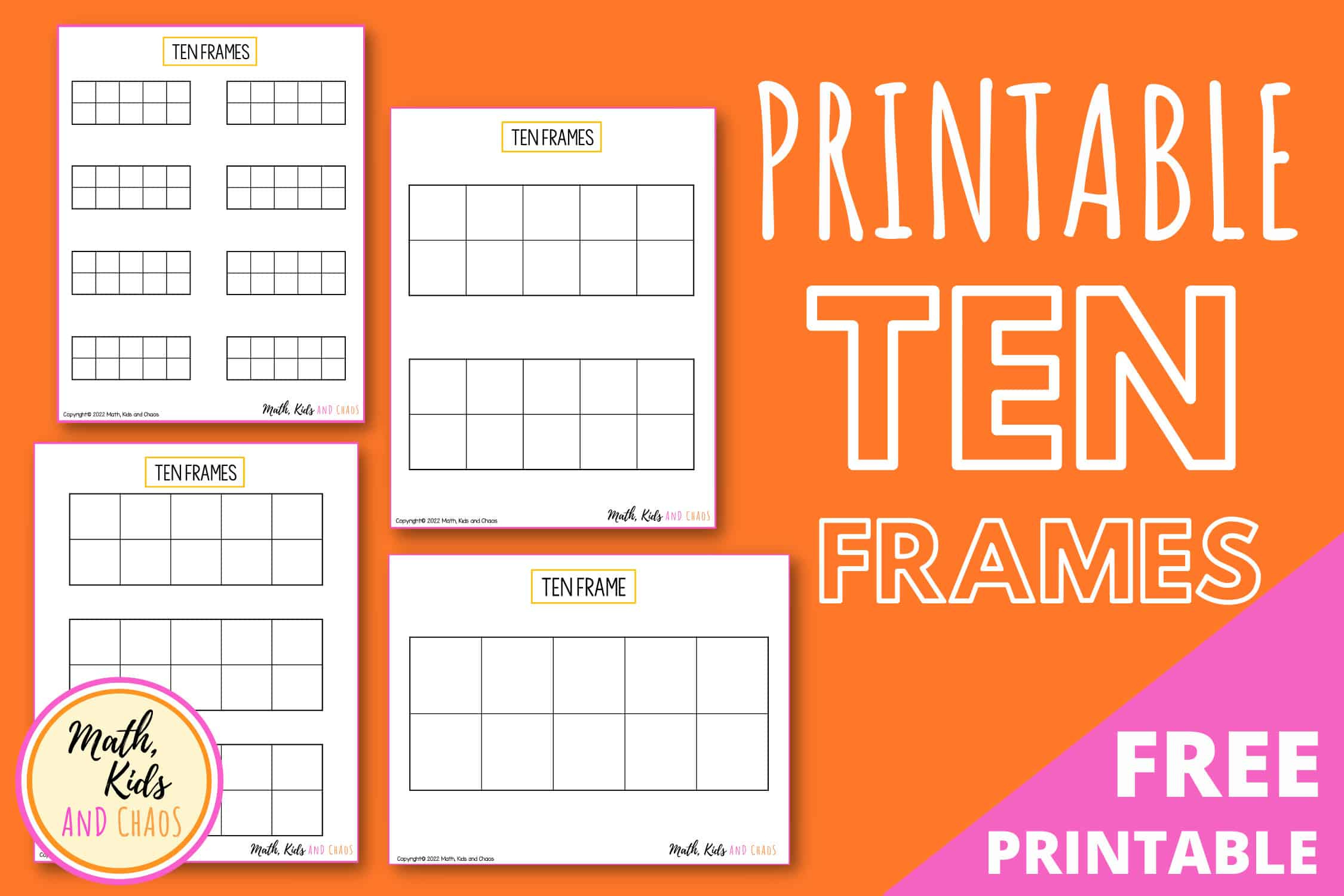 Printable Ten Frames - Math, Kids And Chaos for Free Printable Counters For Math
