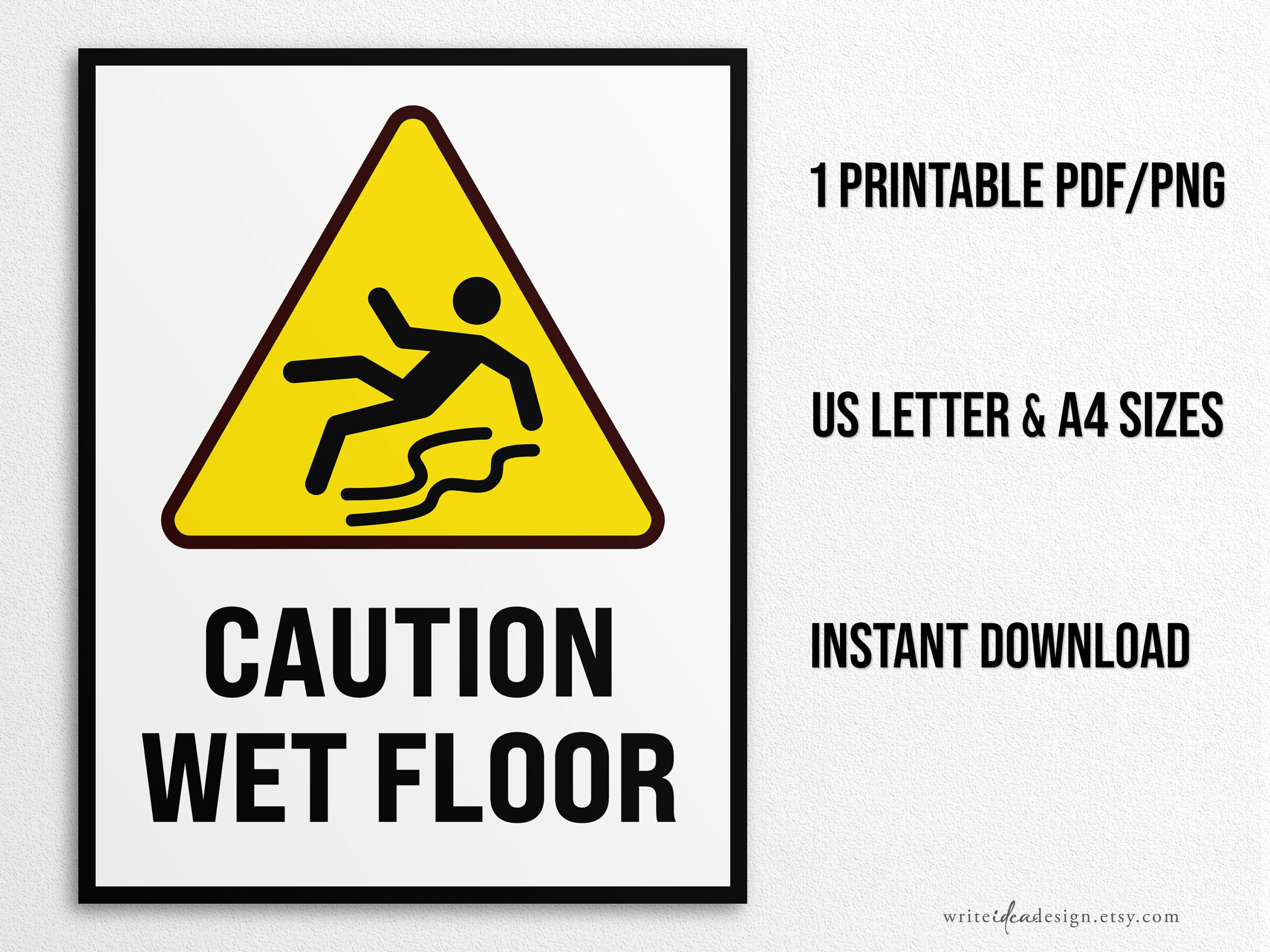 Printable Wet Floor Sign In Us Letter And A4 Sizes, Instant with FREE Printable Caution Wet Floor Sign
