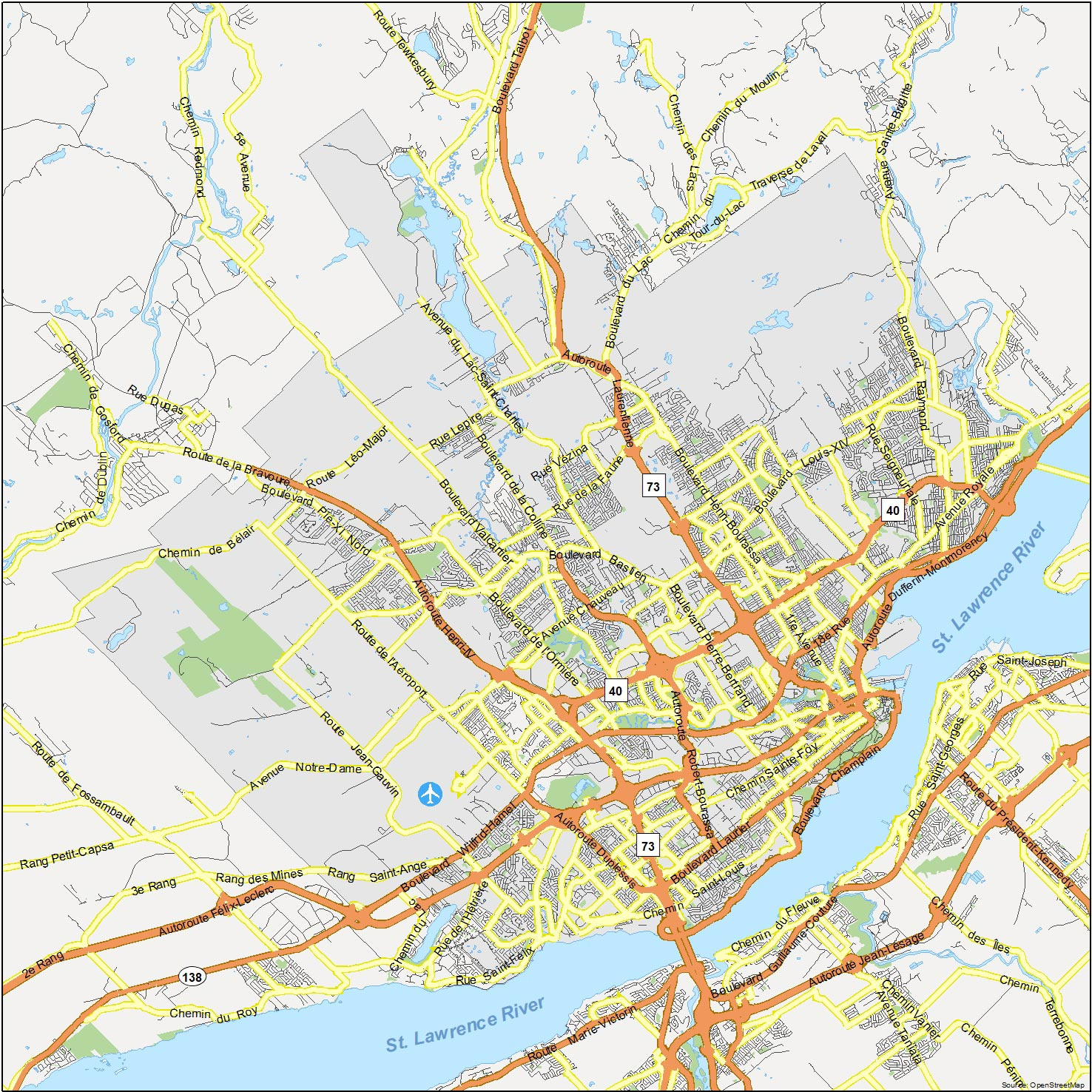 Quebec City Map, Canada - Gis Geography with regard to Free Printable City Street Maps