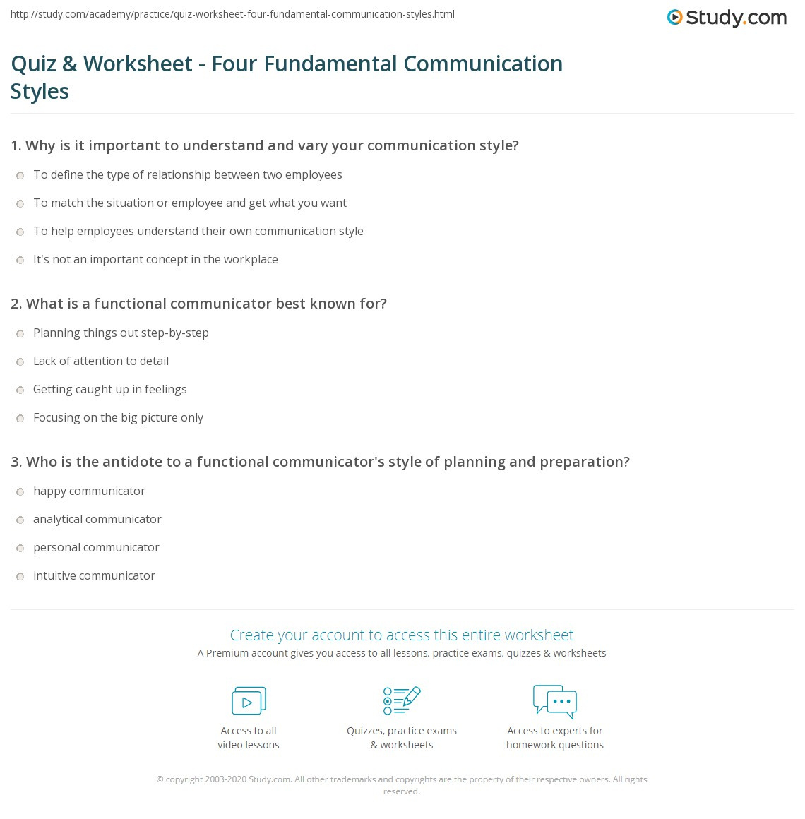 Quiz &amp;amp; Worksheet - Four Fundamental Communication Styles | Study throughout FREE Printable Communication Styles Quiz