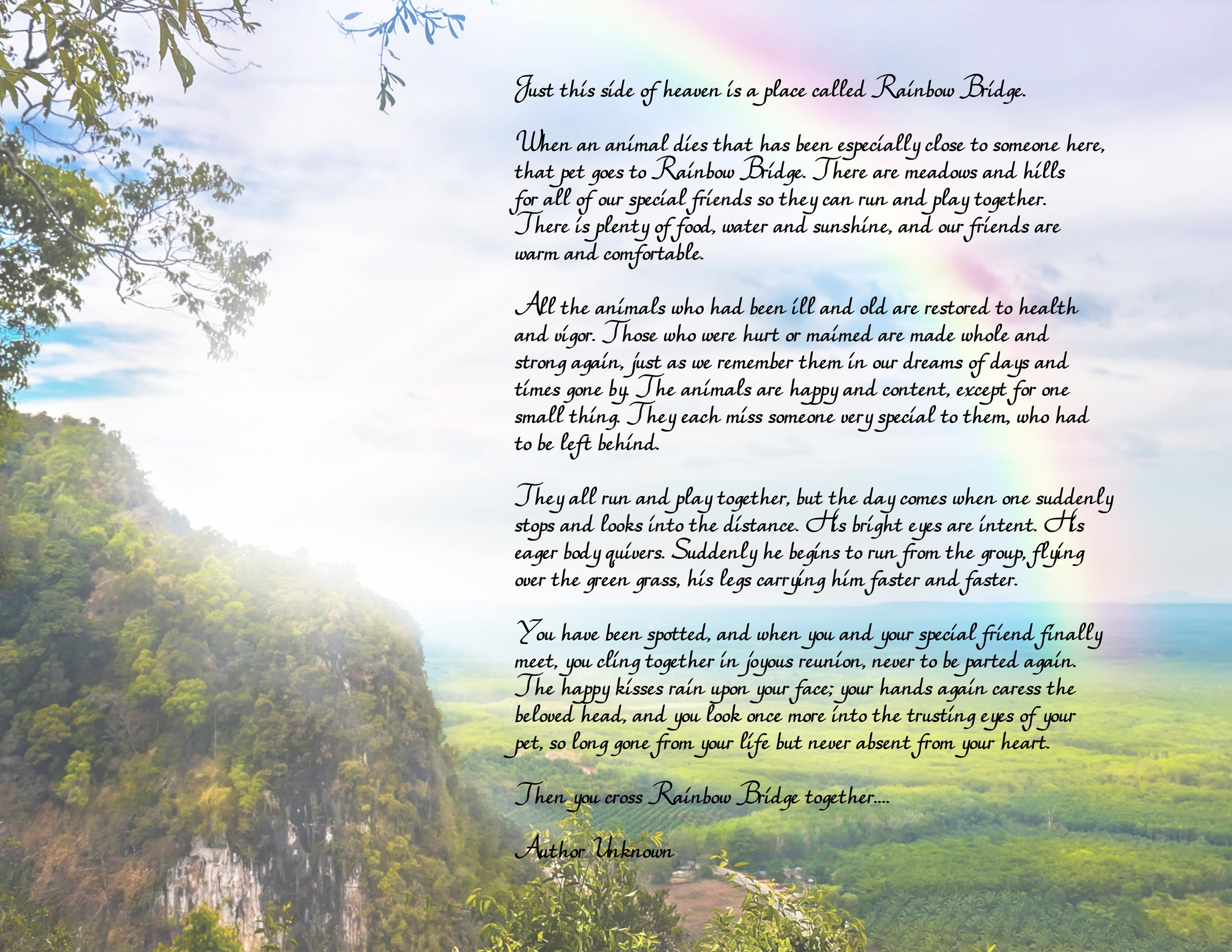 Rainbow Bridge&amp;quot; Free Printable Poem {Pet Loss} with Free Printable Copy Of The Rainbow Bridge Poem