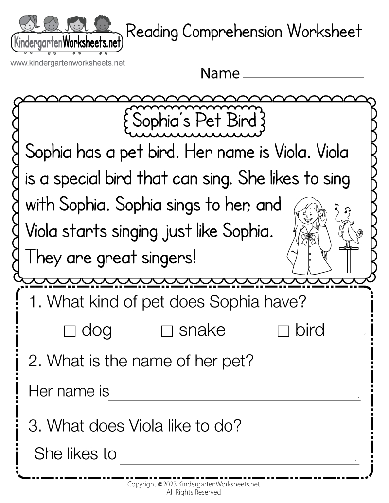 Reading Comprehension Worksheet - Free Printable, Digital, &amp;amp; Pdf intended for Free Printable Comprehension Worksheets For Kindergarten