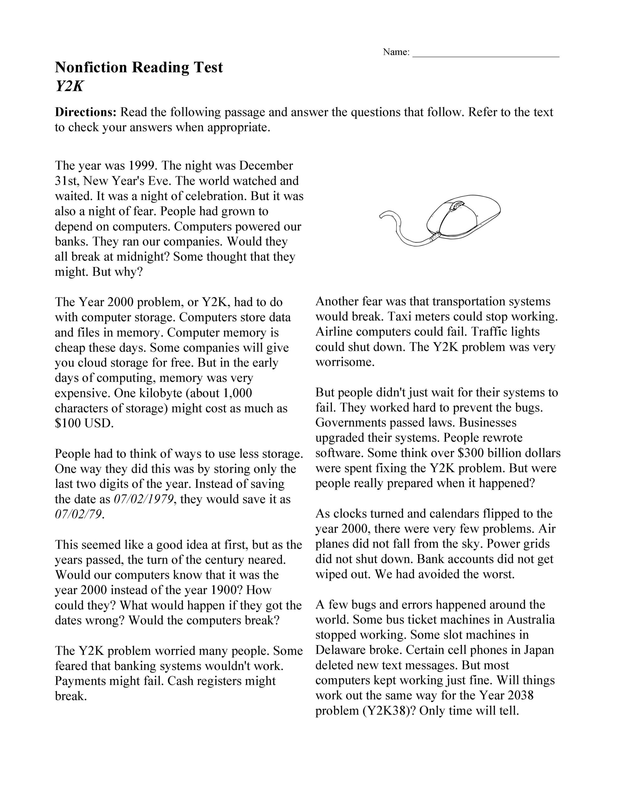 Reading Comprehension Worksheets | Online Or Printable throughout FREE Printable Comprehension Worksheets Ks3