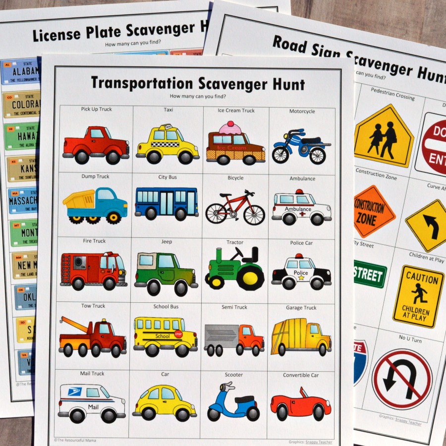 Road Trip Scavenger Hunts {Free Printables} - The Resourceful Mama inside Free Printable Car Scavenger Hunt