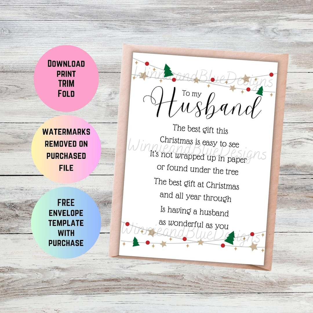 Romantic Christmas Poem Card For Husband (Printable Pdf) inside Free Printable Christmas Cards For Husband