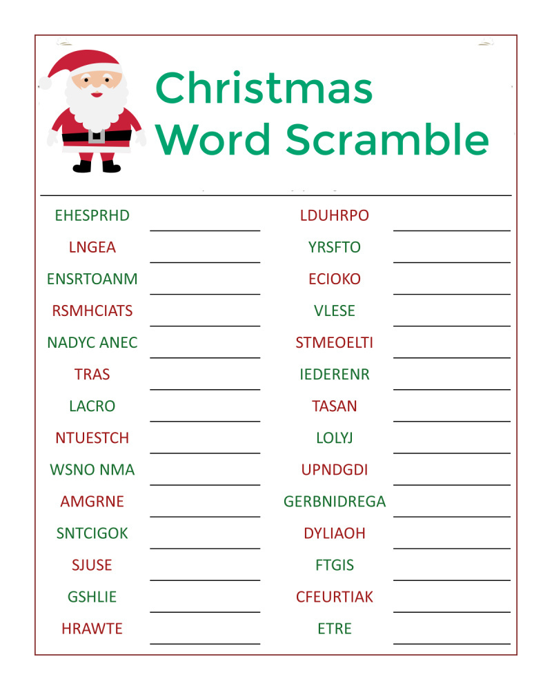 Santa&amp;#039;S Christmas Word Scramble Activity Page - Mama Likes This for FREE Printable Christmas Word Games with Answers