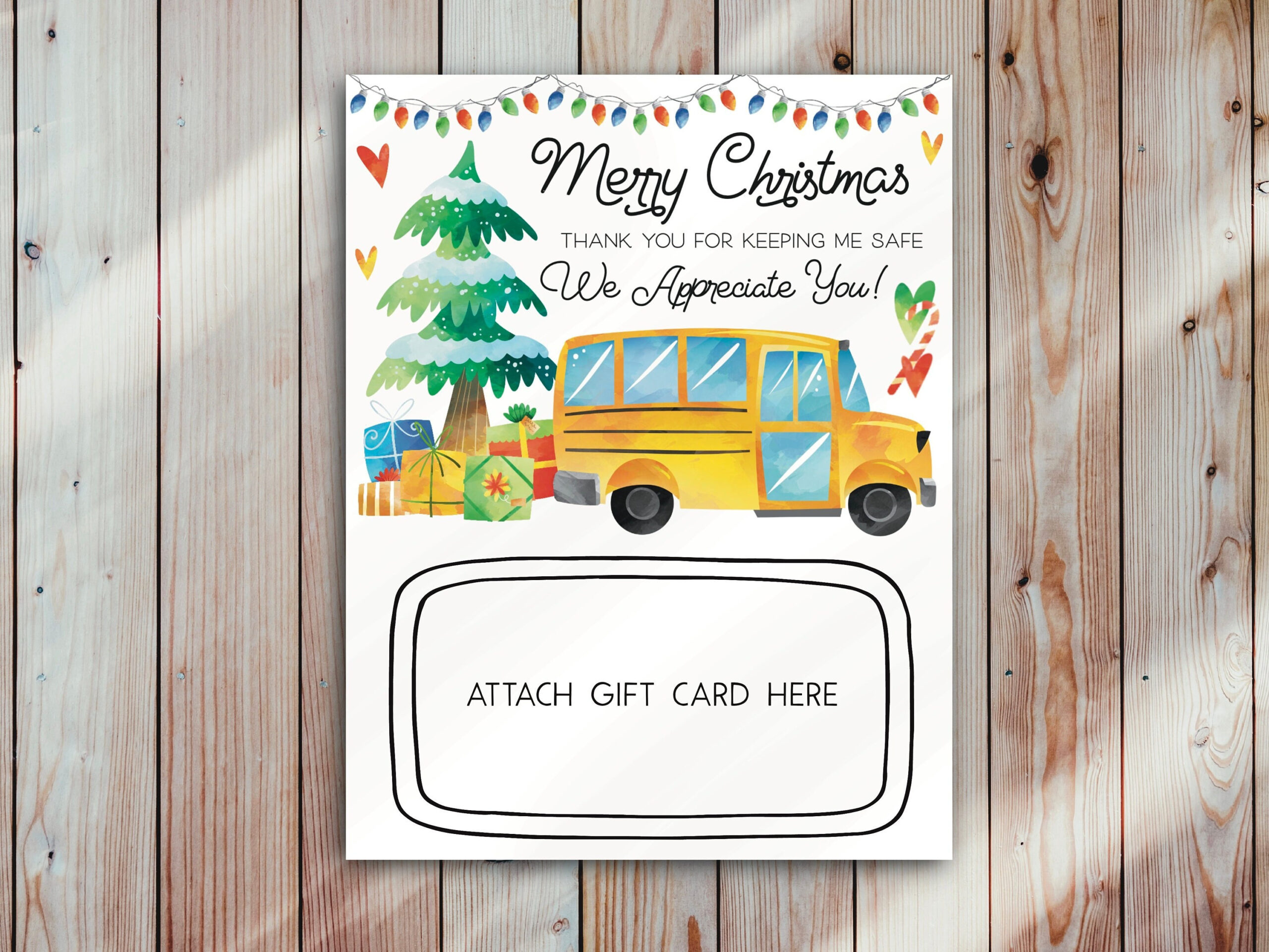 School Bus Driver Christmas Card, Printable, Instant Download - Etsy within FREE Printable Bus Driver Christmas Card