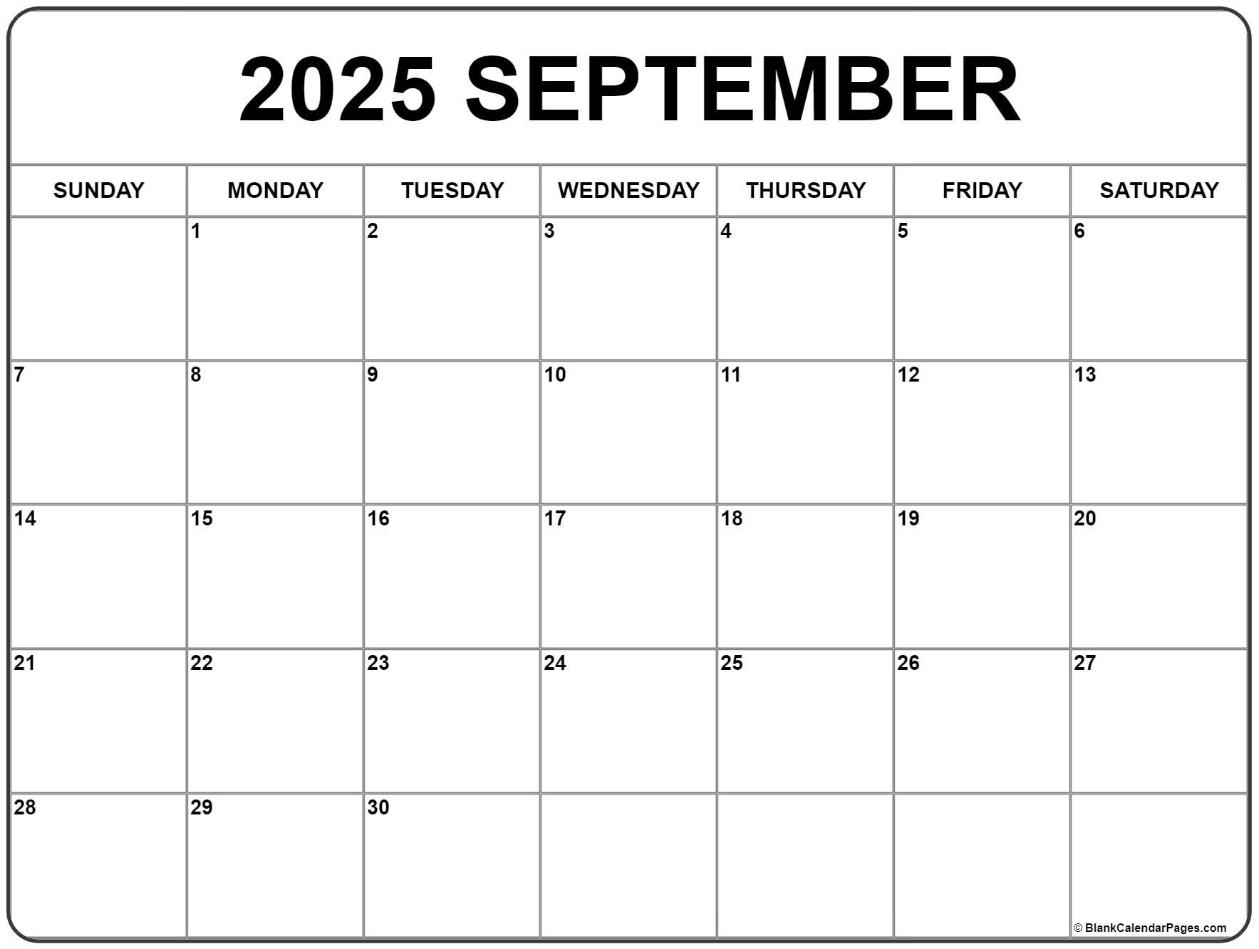 September 2025 Calendar | Free Printable Calendars throughout Free Printable Calendar September 2025
