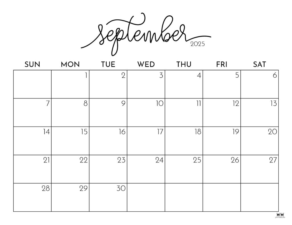 September 2025 Calendars - 107 Free Printables | Printabulls for Free Printable Calendar Template September 2025