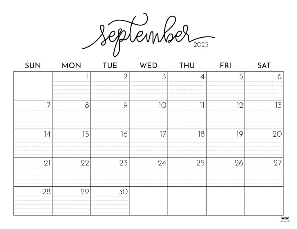 September 2025 Calendars - 107 Free Printables | Printabulls intended for FREE Printable Calendar September 2025