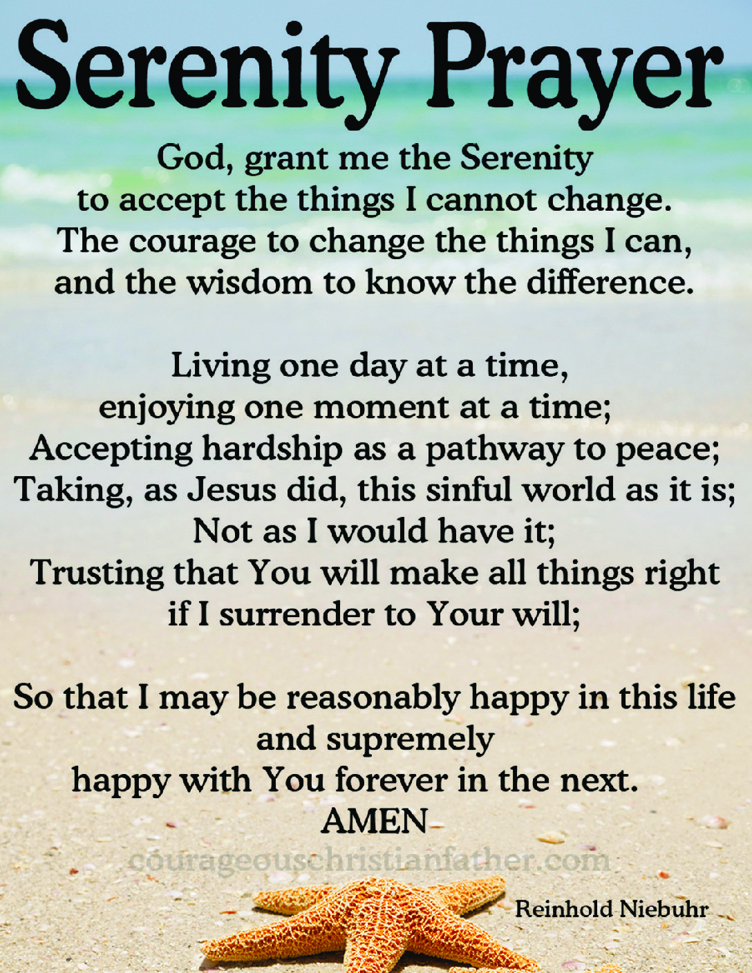 Serenity Prayer - Courageous Christian Father pertaining to FREE Printable Copy of the Serenity Prayer