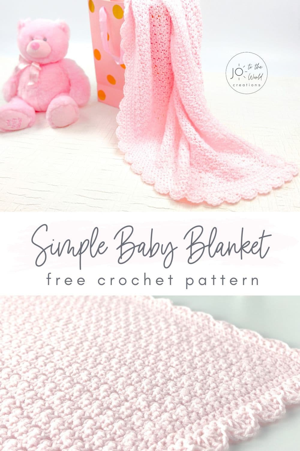 Simple Baby Blanket - Free Crochet Pattern | Jo To The World Creations in FREE Printable Crochet Baby Blanket Patterns
