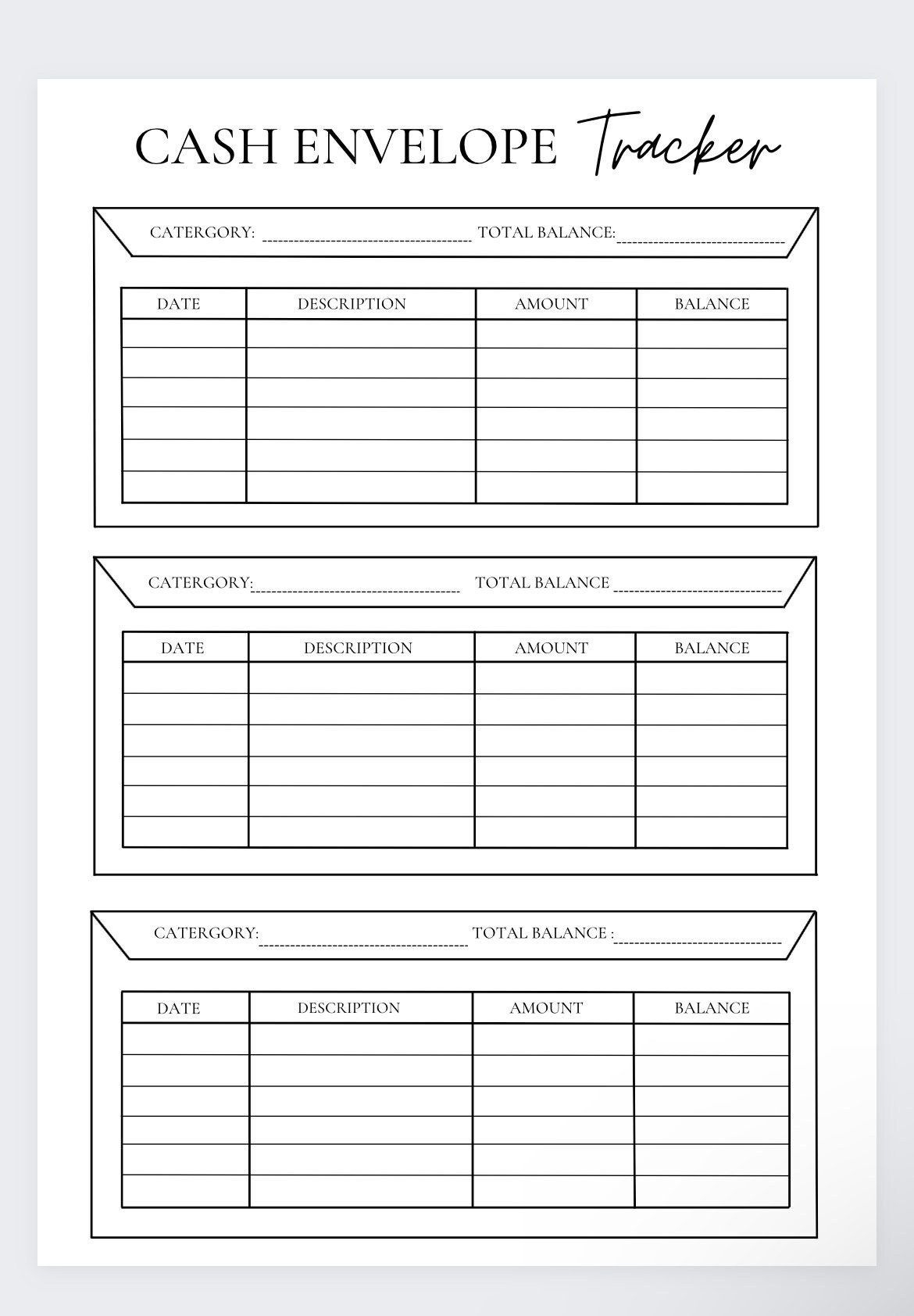 Simple Cash Envelope Tracker, Cash Envelope Printable, Budget with Free Printable Cash Envelope Tracker