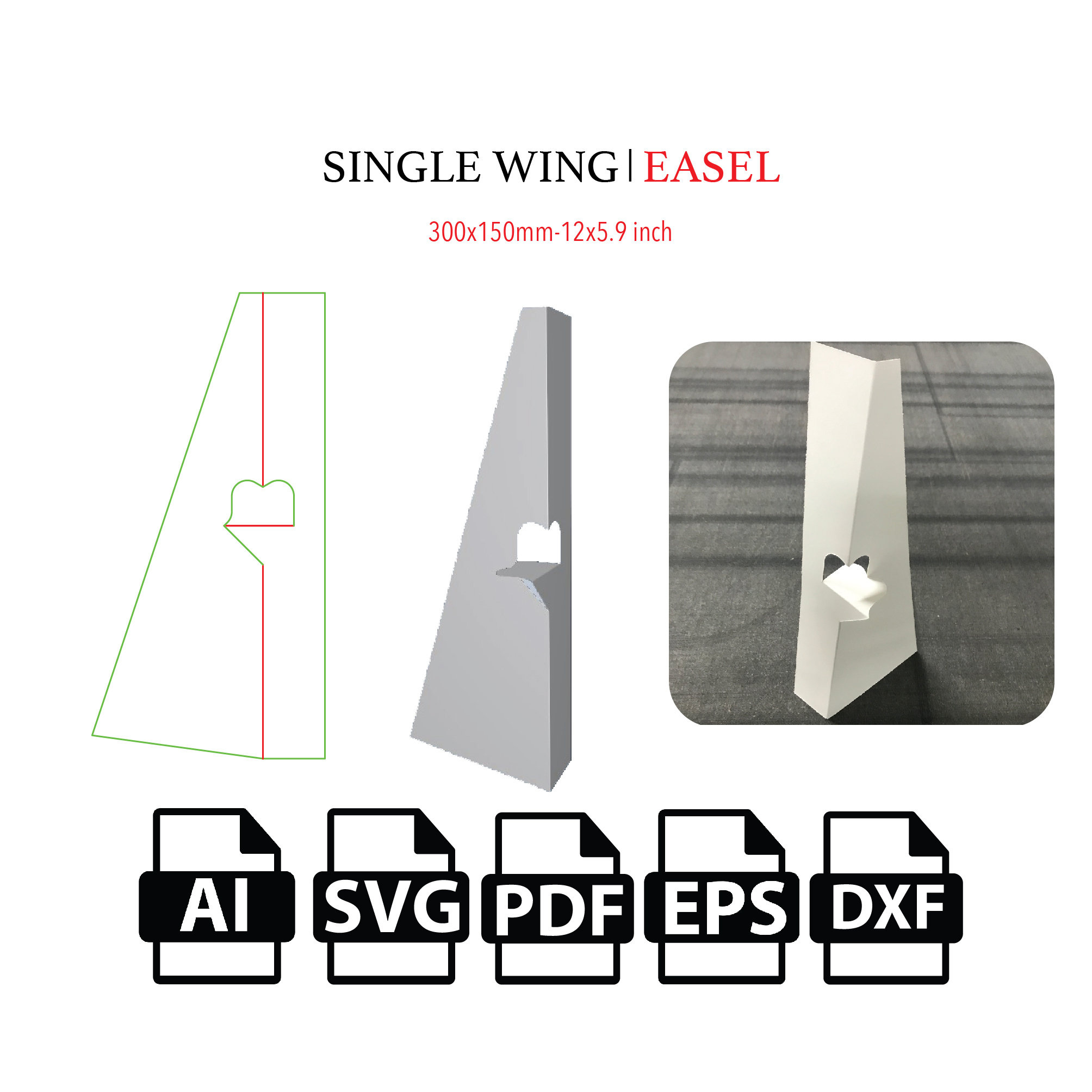 Single Wing Easel Stand Template - Etsy throughout Free Printable Cardboard Easel Template