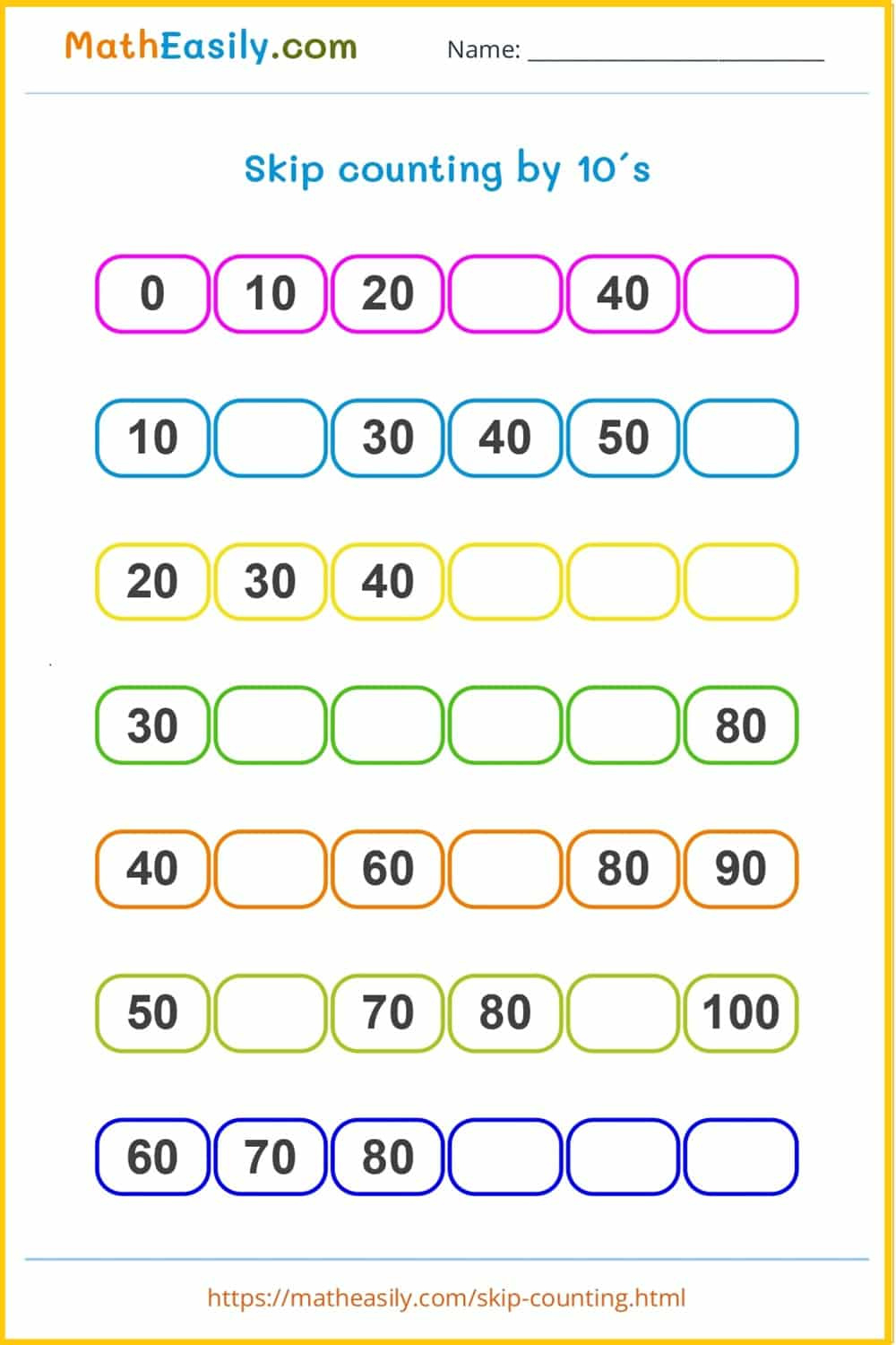 Skip Counting Games Online + Printable 🔢 throughout FREE Printable Counting by 10&amp;amp;#039;S Worksheets