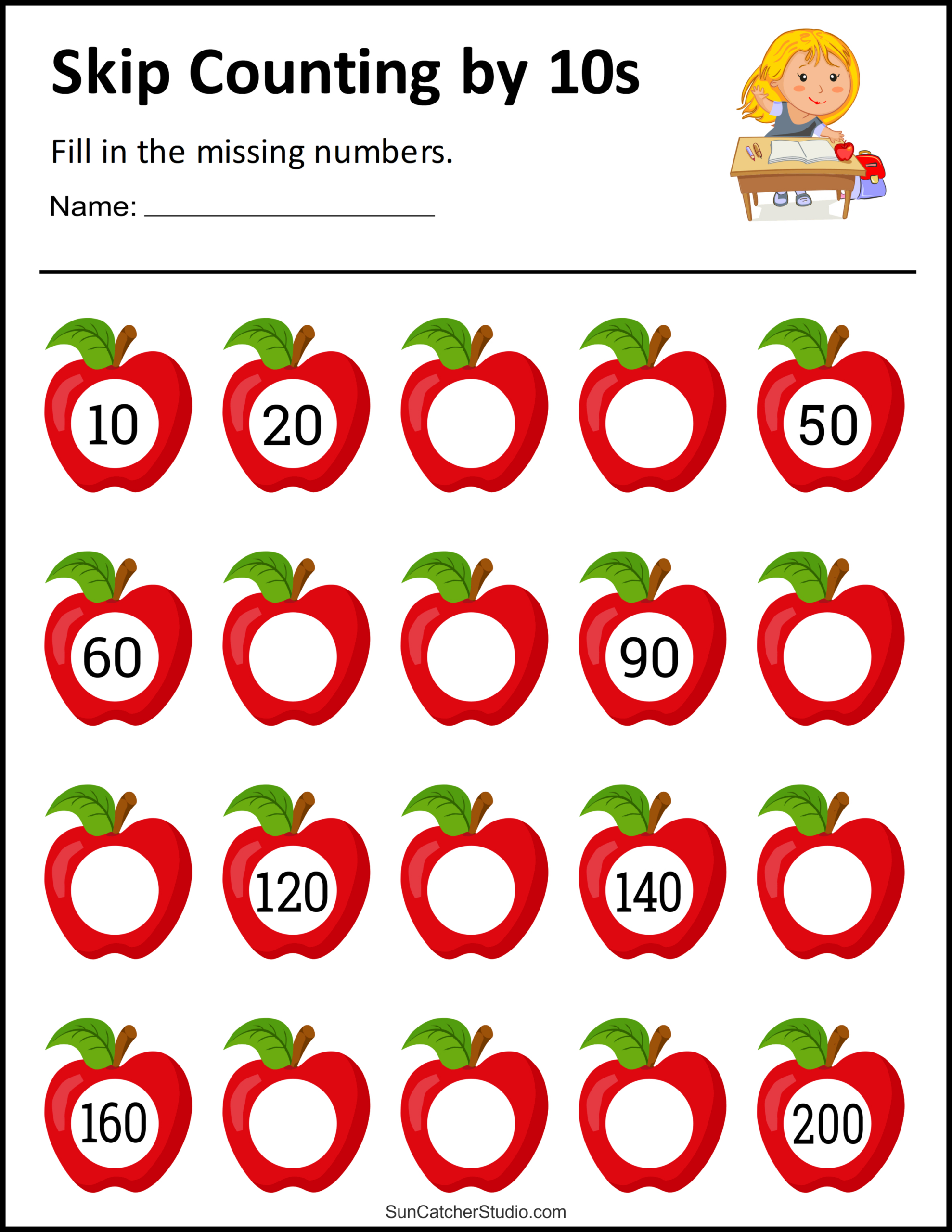 Skip Counting Worksheets And Charts – Free Printables, Monograms intended for Free Printable Counting By Tens Worksheets