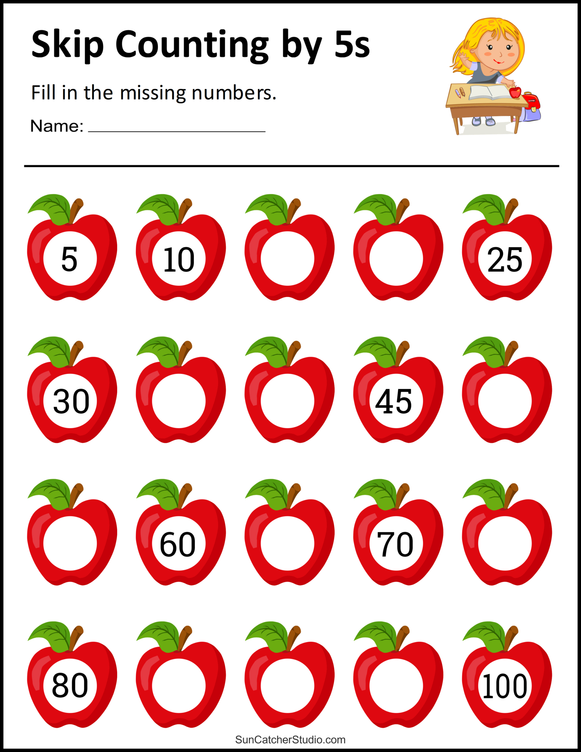 Skip Counting Worksheets And Charts – Free Printables, Monograms with FREE Printable Counting by 5s Chart