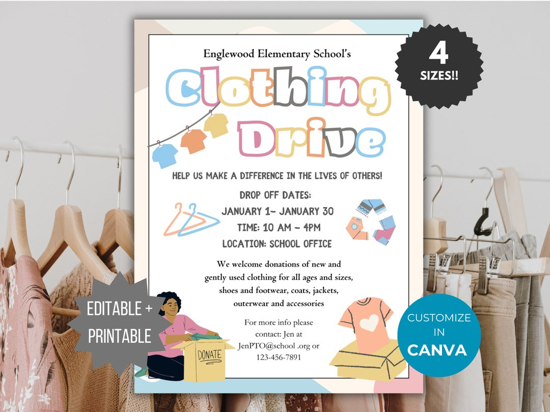 Spring Clothing Drive Flyer Template Library Donation Sign inside FREE Printable Clothing Drive Flyer Template