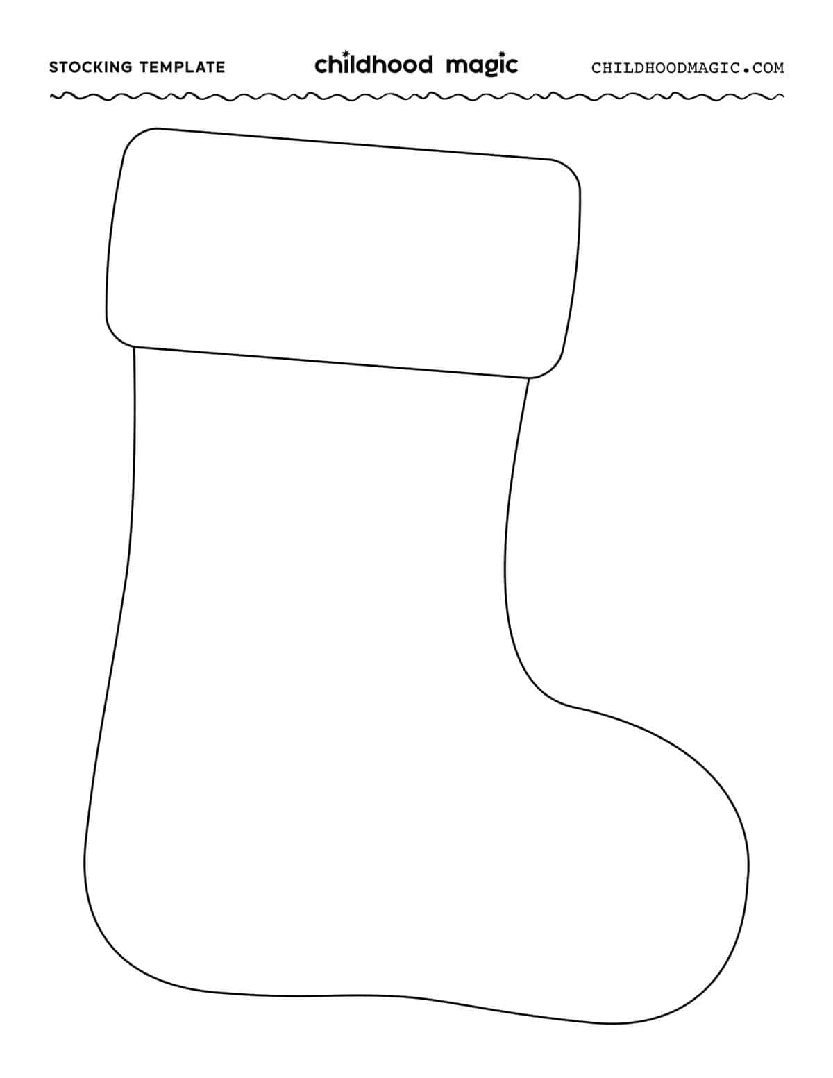 Stocking Template - Free Printable - Childhood Magic in Free Printable Christmas Stocking Pattern Free
