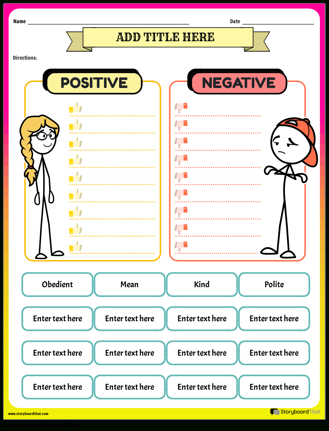 Storyboard That: Character Traits Worksheets For Students intended for FREE Printable Character Traits Worksheets