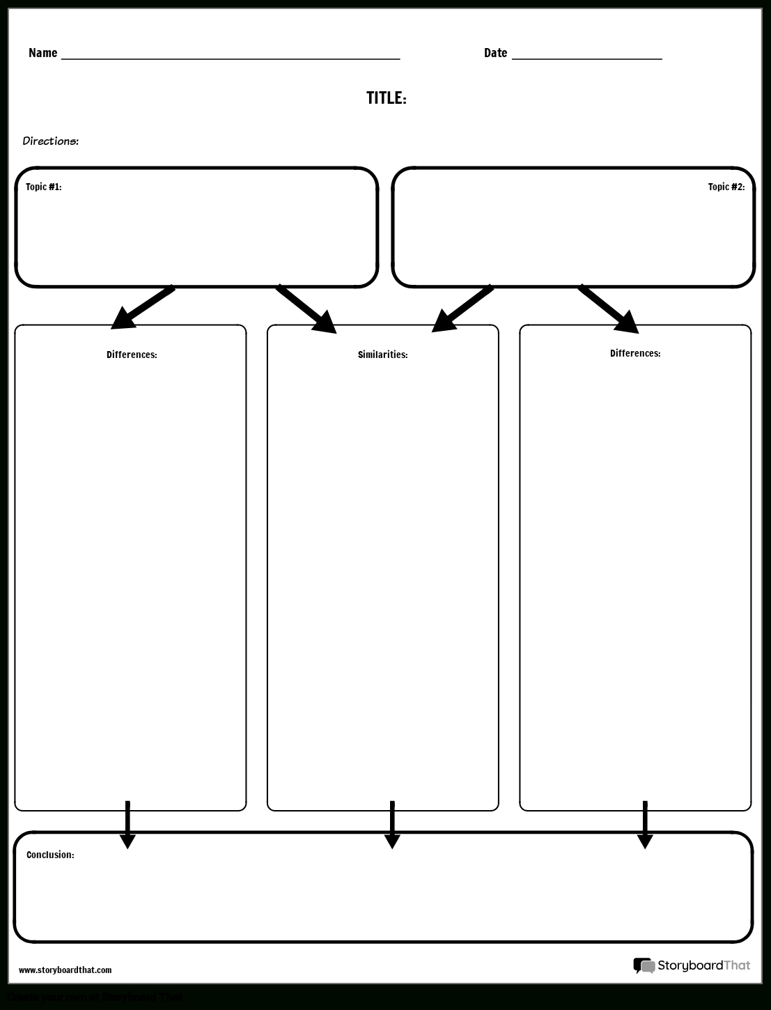 Storyboard That: Compare And Contrast Worksheet Templates intended for Free Printable Compare And Contrast Worksheets
