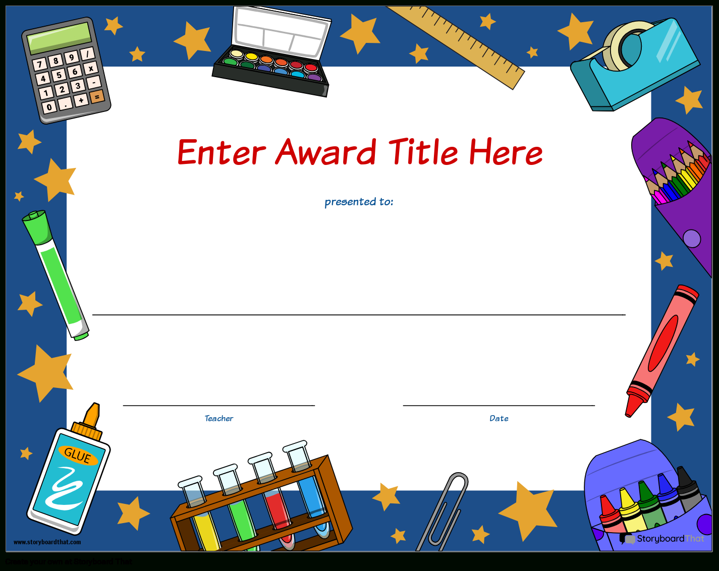 Storyboard That: Free Student Award Templates with regard to FREE Printable Certificates of Achievement For Students
