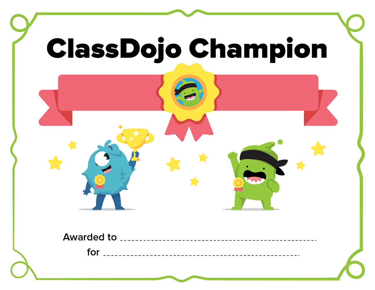 Student Certificates | Classdojo for Free Printable Class Dojo Certificates