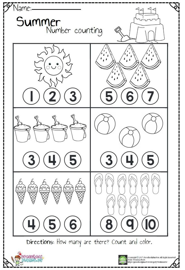 Summer Number Count Worksheet throughout FREE Printable Counting Worksheet Preschool