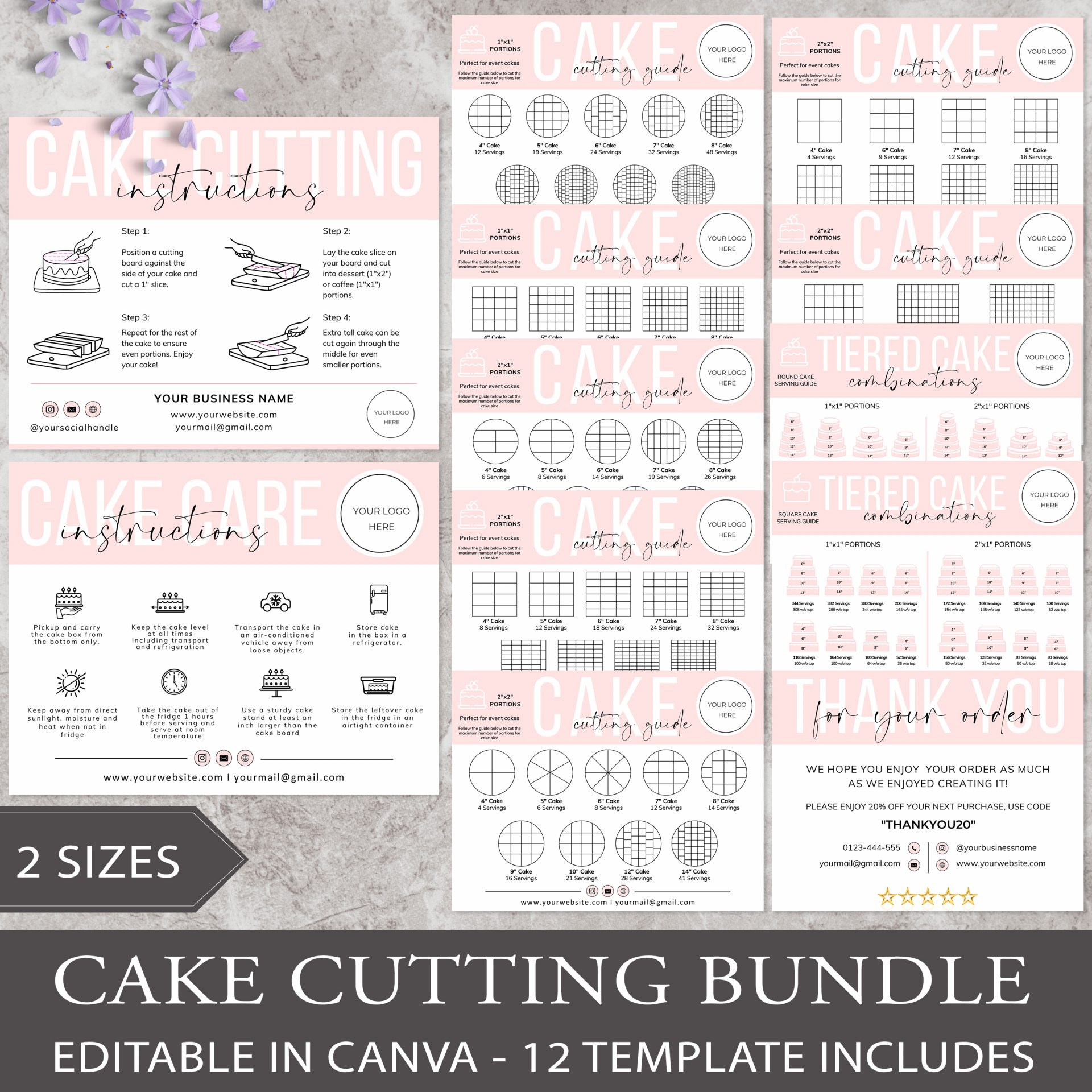 Sunrayart Designs - Cake Cutting Guide Canva Template with regard to Free Printable Cake Cutting Guide