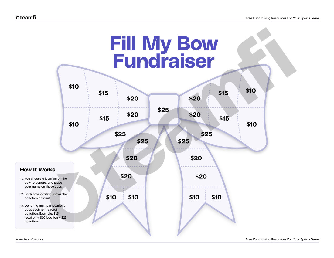 Teamfi Blog | Free Fill My Bow Cheer Fundraiser Template inside FREE Printable Cheer Bow Template