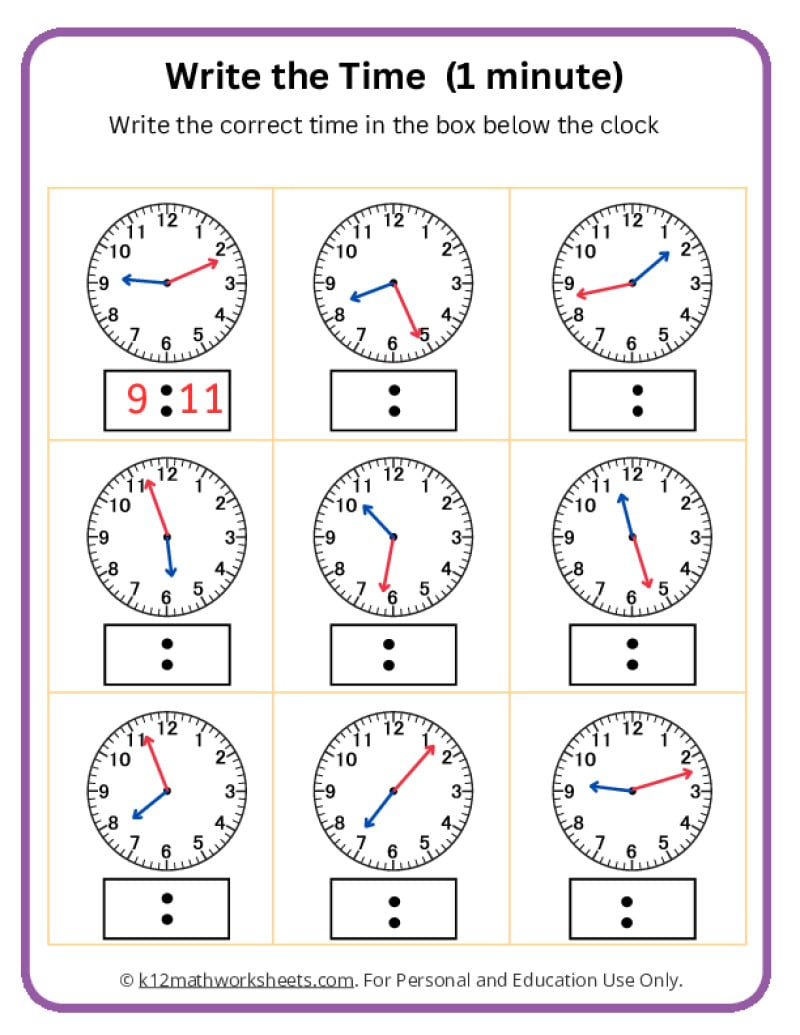 Telling Time Worksheets pertaining to FREE Printable Clock Worksheets Grade 1
