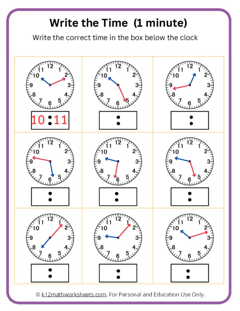 Telling Time Worksheets with regard to FREE Printable Clock Worksheets For Kindergarten