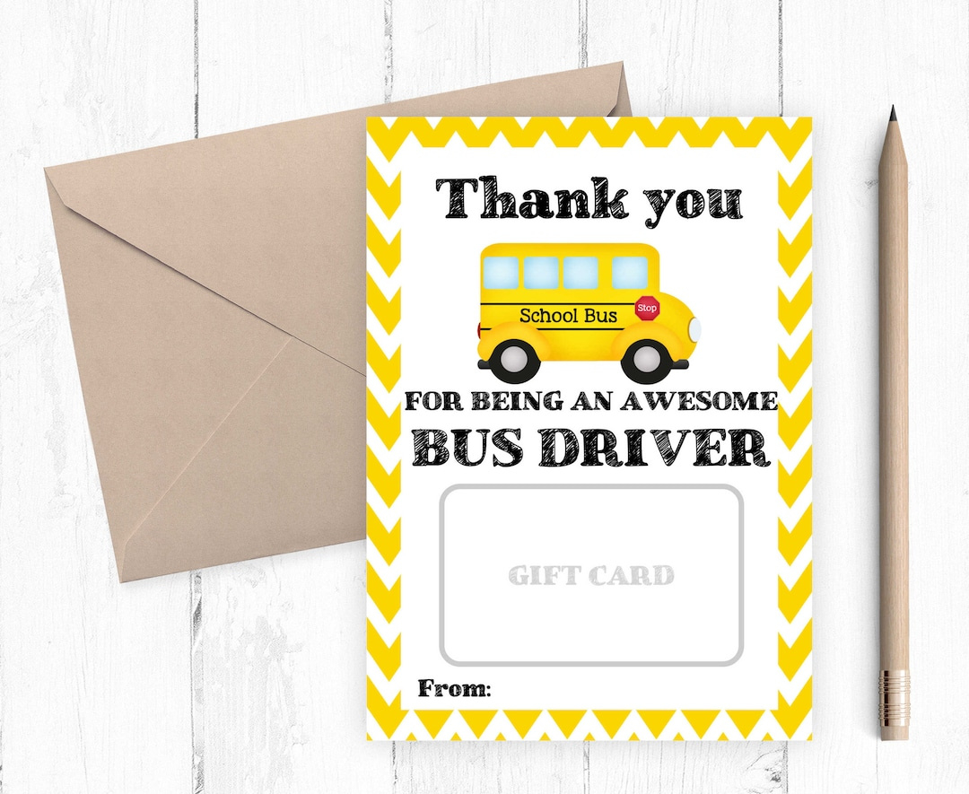Thank You Bus Driver Gift Card Printable, Teacher Gift Card Holder with FREE Printable Bus Driver Thank You