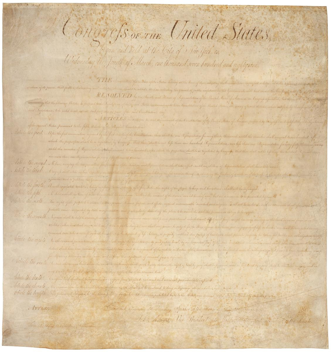 The Bill Of Rights: A Transcription | National Archives in Free Printable Copy Of The Bill Of Rights