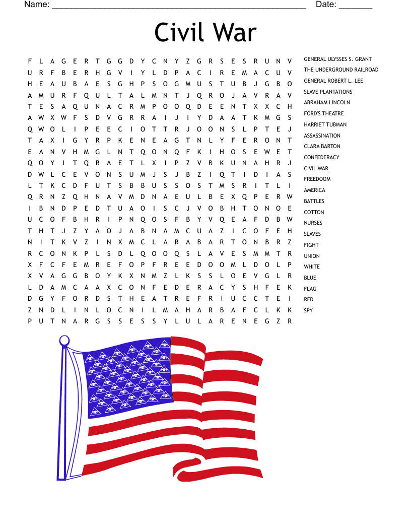 The Civil War Worksheet - Wordmint within FREE Printable Civil War Worksheets