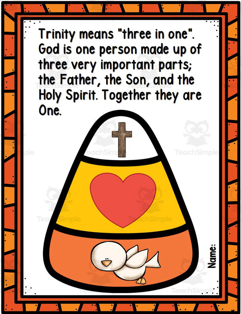 The Holy Trinity with FREE Printable Candy Corn Trinity