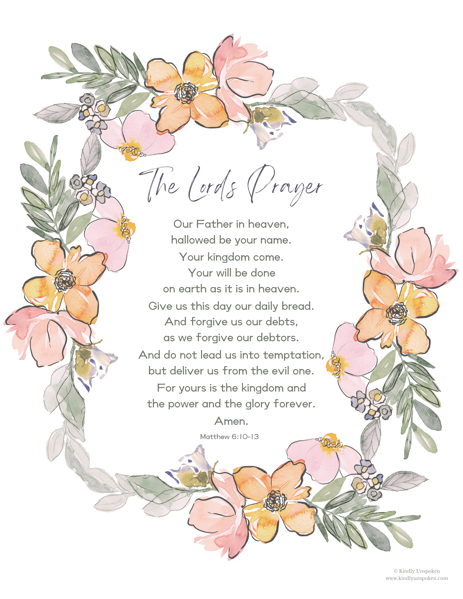 The Lord&amp;#039;S Prayer Printable Pdf - Free Bible Wall Art - Kindly with regard to Free Printable Copy Of The Lord&amp;#039;S Prayer