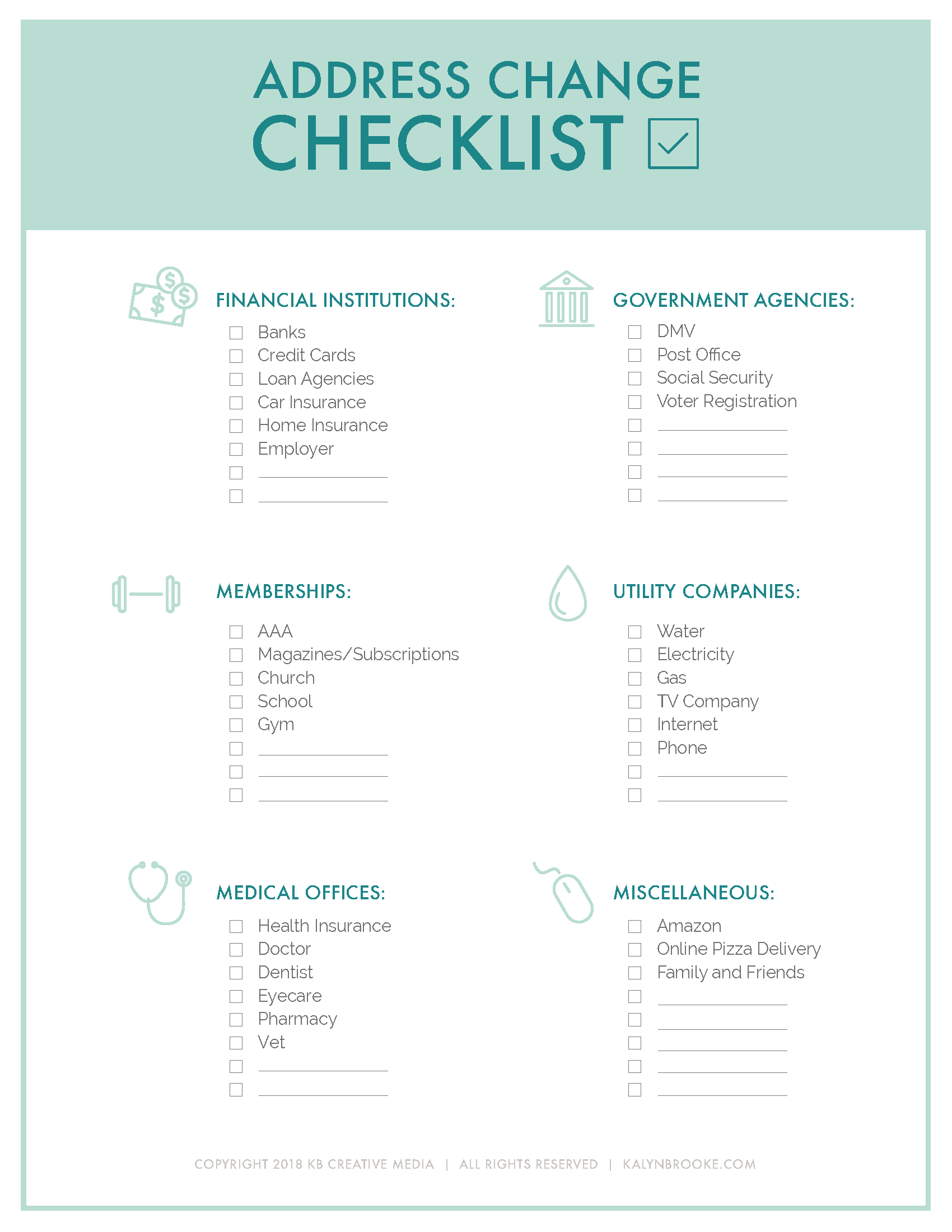 The Ultimate Change Of Address Checklist Printable intended for FREE Printable Change of Address Checklist