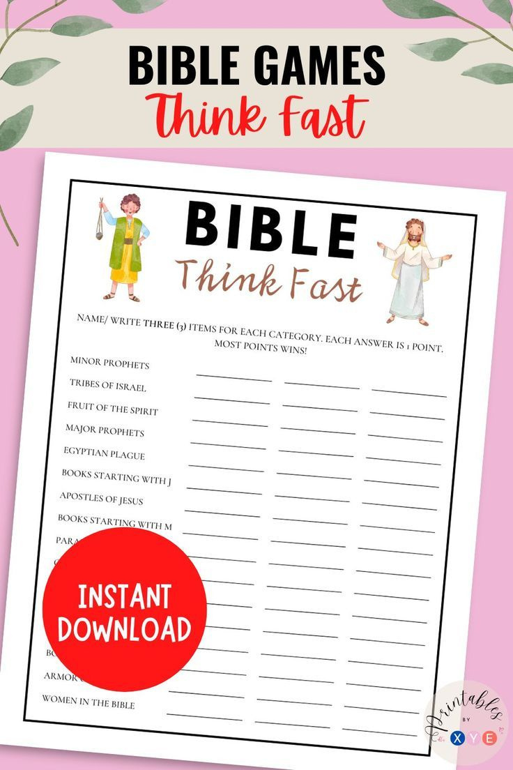 Think Fast Christian Bible Game, Printable Family Bible Game throughout Free Printable Christian Games For Adults