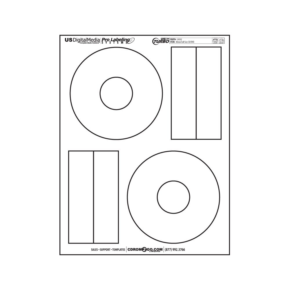Usdm Turbo² Full Size Cd Labels 40Mm 2 Up - Cdrom2Go with regard to Free Printable Cd Labels Templates