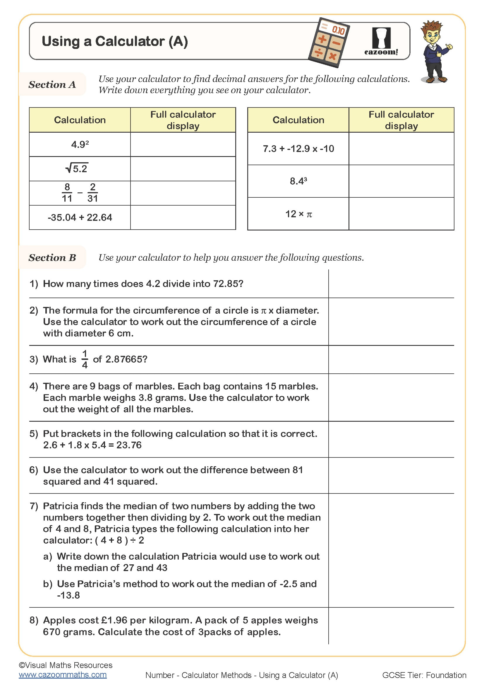 Using A Calculator Worksheets - Printable Calculator Skills within FREE Printable Calculator Practice Worksheets