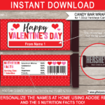 Valentine Candy Bar Wrappers (1.55Oz Hersheys) - Red Polkadot in Free Printable Chocolate Bar Wrapper Template